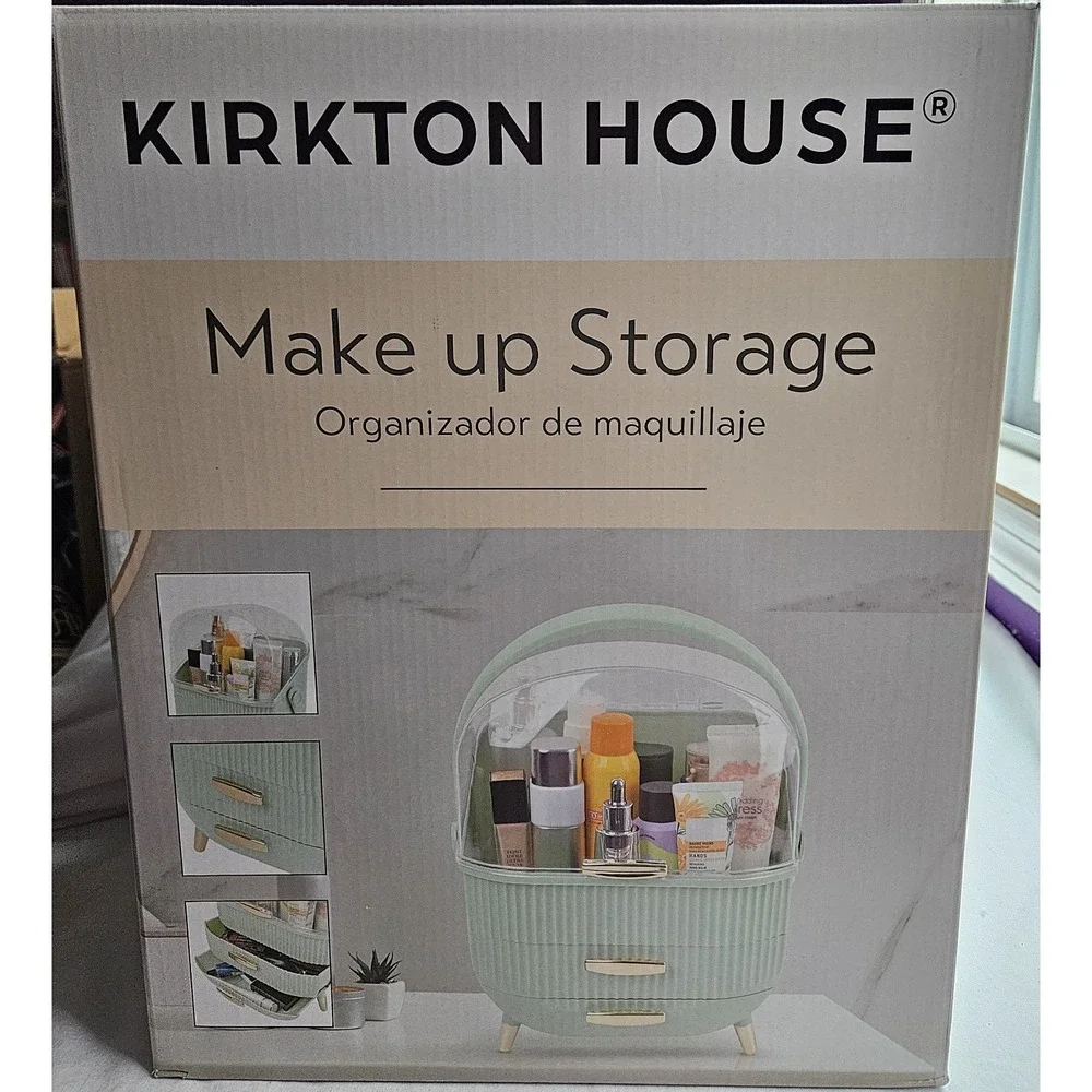 Kirton House Makeup Storage Organizer Case Clear Lid Drawers Vanity Green